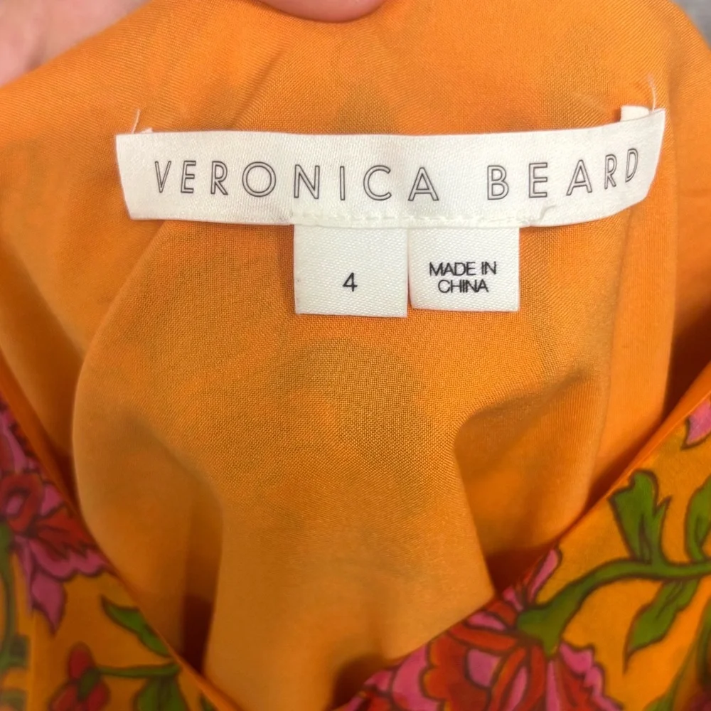 Veronica Beard designer Randa blouse 100% silk orange floral size 4 - Picture 8 of 16